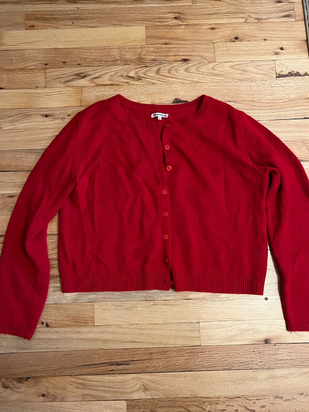 Clara Cashmere Crew Cardigan in Cherry